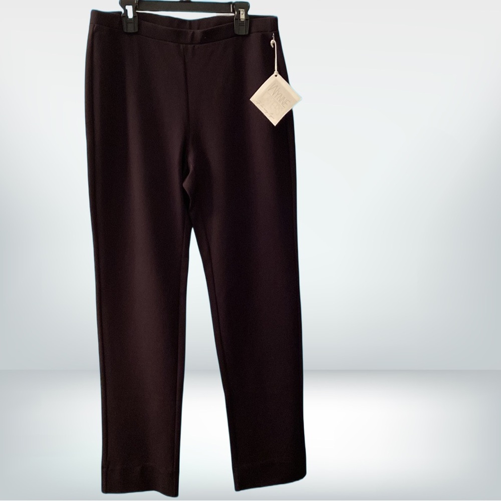 MarlaWynne Pull On Ponte Knit Straight Leg Pant Black Medium New